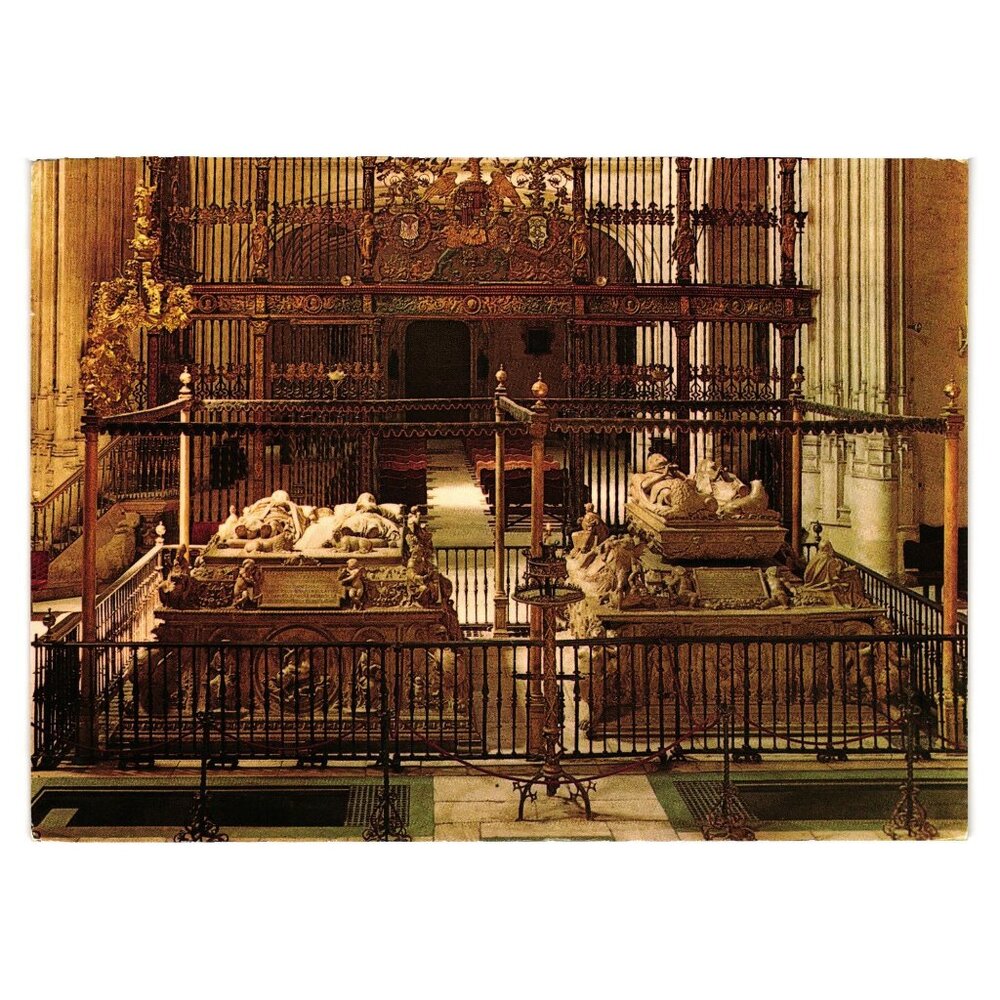 Granada Royal Chapel Postcard Tombs Of Catholic Agata Vintage Spanish Souvenir